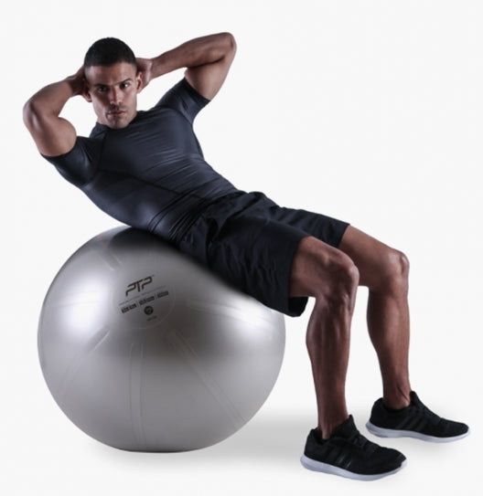 PTP CoreBall Steel Grey 75 cm | Oblique Crunch Exercise